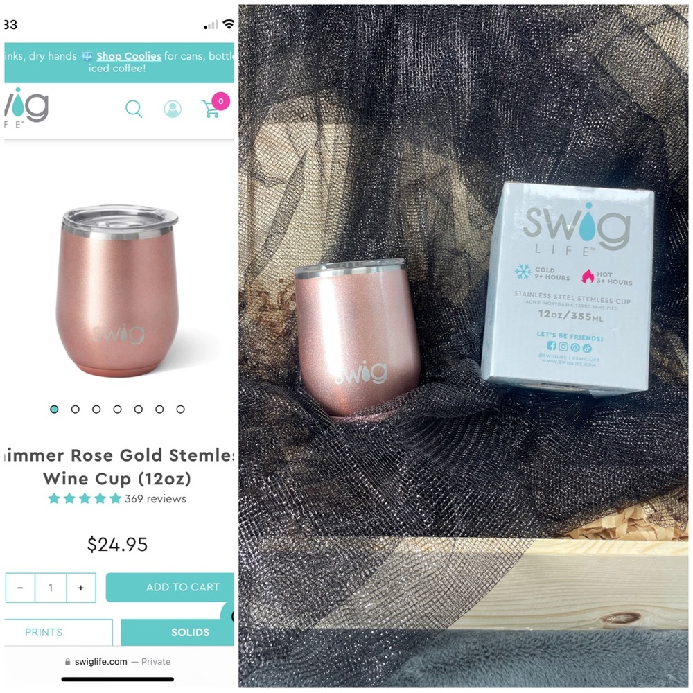 12 ounce rose gold Swig wine glass